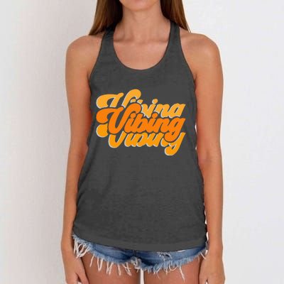 Vibing Orange Vibes Only Color Graphic Women's Knotted Racerback Tank