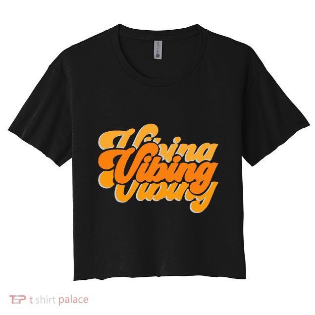 Vibing Orange Vibes Only Color Graphic Crop Top