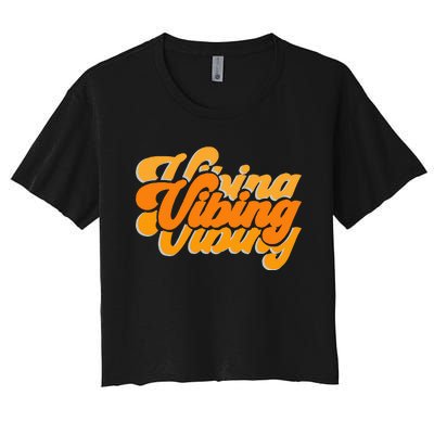 Vibing Orange Vibes Only Color Graphic Women's Crop Top Tee