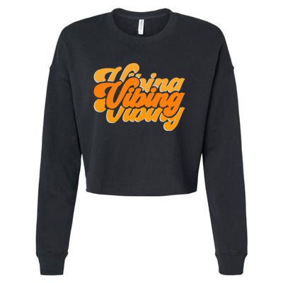 Vibing Orange Vibes Only Color Graphic Cropped Pullover Crew