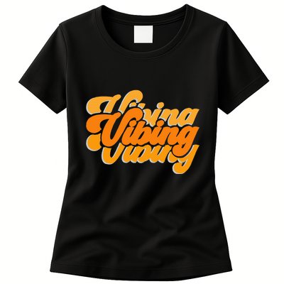 Vibing Orange Vibes Only Color Graphic Womens T-Shirt