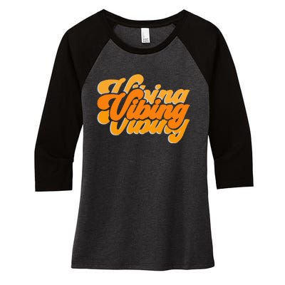 Vibing Orange Vibes Only Color Graphic Women's Tri-Blend 3/4-Sleeve Raglan Shirt