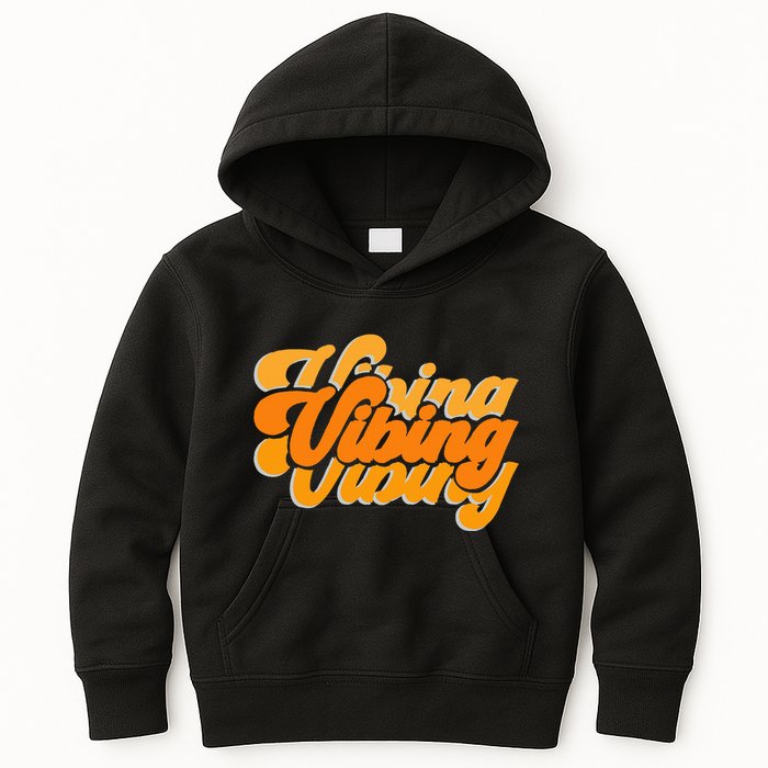 Vibing Orange Vibes Only Color Graphic Kids Hoodie