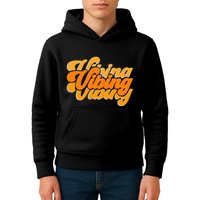Vibing Orange Vibes Only Color Graphic Kids Hoodie