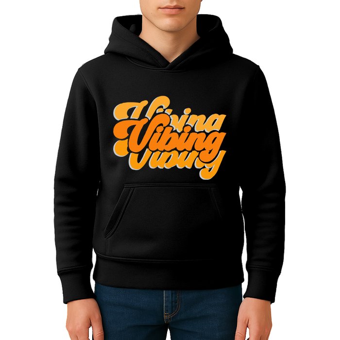 Vibing Orange Vibes Only Color Graphic Kids Hoodie