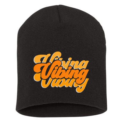 Vibing Orange Vibes Only Color Graphic Short Acrylic Beanie