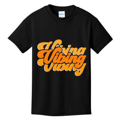 Vibing Orange Vibes Only Color Graphic Kids T-Shirt