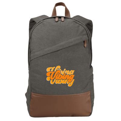 Vibing Orange Vibes Only Color Graphic Cotton Canvas Backpack