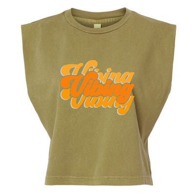 Vibing Orange Vibes Only Color Graphic Garment-Dyed Women's Muscle Tee