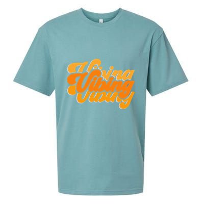 Vibing Orange Vibes Only Color Graphic Sueded Cloud Jersey T-Shirt