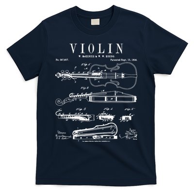 Violin Old Vintage Patent Drawing Print T-Shirt