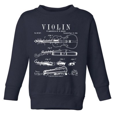 Violin Old Vintage Patent Drawing Print Toddler Sweatshirt