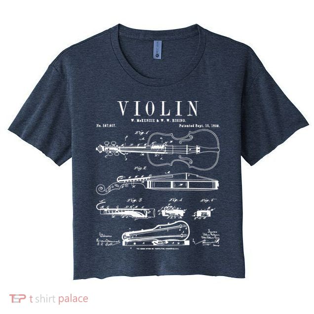 Violin Old Vintage Patent Drawing Print Crop Top