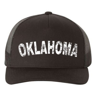 Vintage Oklahoma White Text Apparel Yupoong Adult 5-Panel Trucker Hat