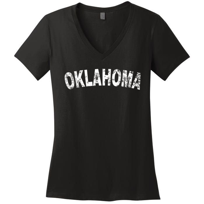 Vintage Oklahoma White Text Apparel Women's V-Neck T-Shirt