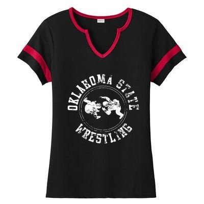 Vintage Oklahoma Wrestling Logo Ladies Halftime Notch Neck Tee