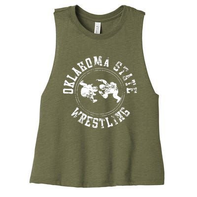 Vintage Oklahoma Wrestling Logo Women's Racerback Cropped Tank