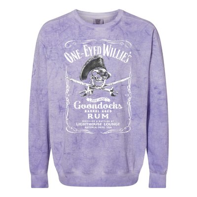 Vintage OneEyed Willy's Pirate Rum With Back Print Tee Colorblast Crewneck Sweatshirt