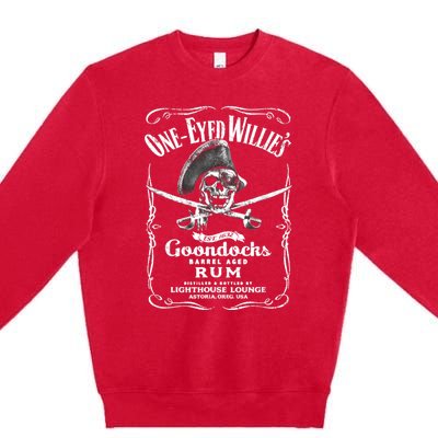 Vintage OneEyed Willy's Pirate Rum With Back Print Tee Premium Crewneck Sweatshirt