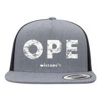 Vintage Ope Wisconsin T Up North Flat Bill Trucker Hat