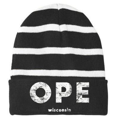 Vintage Ope Wisconsin T Up North Striped Beanie with Solid Band