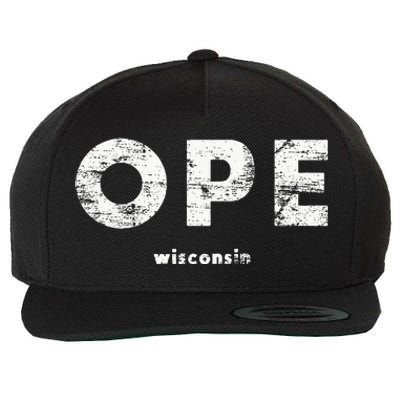 Vintage Ope Wisconsin T Up North Wool Snapback Cap