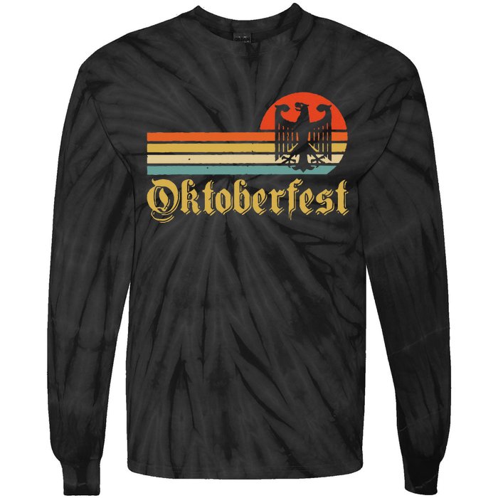 Vintage Oktoberfest Women German Flag Beer Drinking Tie-Dye Long Sleeve Shirt