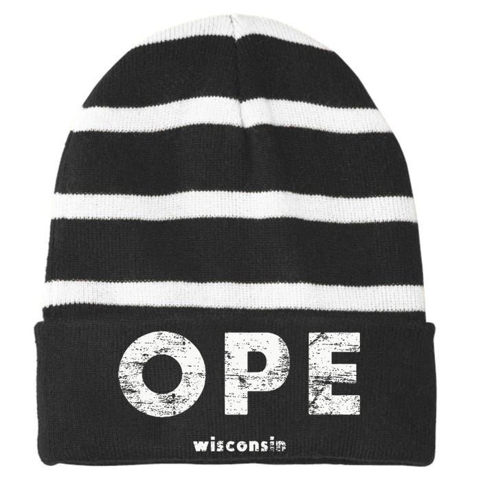 Vintage Ope Wisconsin T Up North Striped Beanie with Solid Band