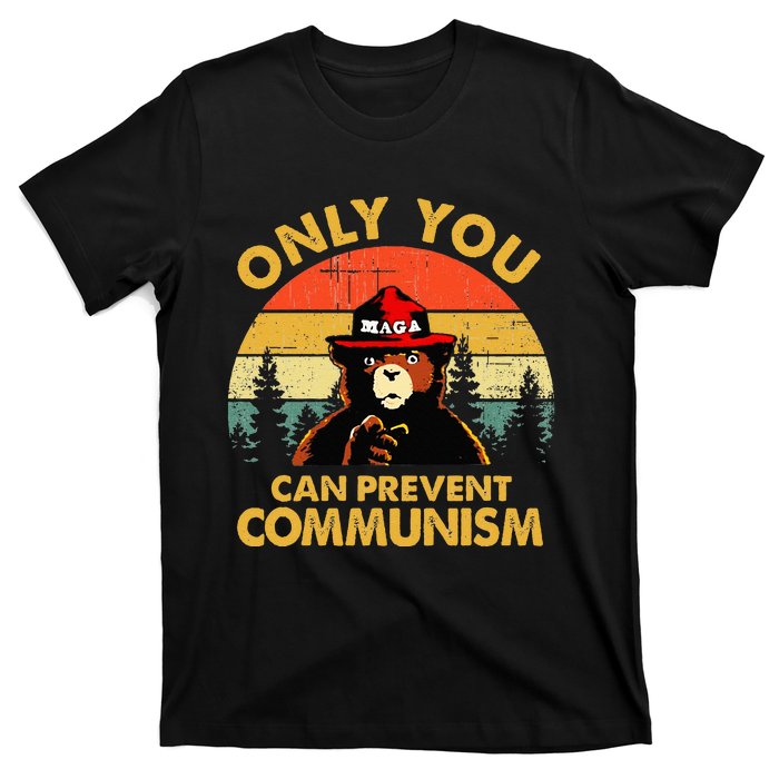 Vintage Only You Can Prevent Communism Funny Bear Camping T-Shirt