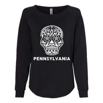 Vintage Pennsylvania 4th Of July Sugar Skull Cute Gift Womens California Wash Sweatshirt