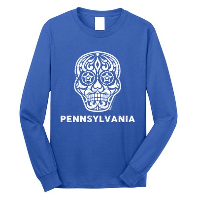 Vintage Pennsylvania 4th Of July Sugar Skull Cute Gift Long Sleeve Shirt