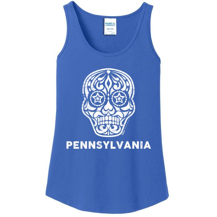 Vintage Pennsylvania 4th Of July Sugar Skull Cute Gift Ladies Essential Tank