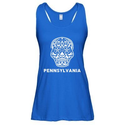 Vintage Pennsylvania 4th Of July Sugar Skull Cute Gift Ladies Essential Flowy Tank