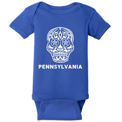 Vintage Pennsylvania 4th Of July Sugar Skull Cute Gift Baby Bodysuit