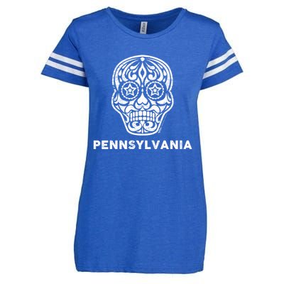 Vintage Pennsylvania 4th Of July Sugar Skull Cute Gift Enza Ladies Jersey Football T-Shirt