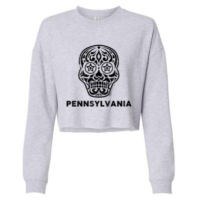 Vintage Pennsylvania 4th Of July Sugar Skull Cute Gift Cropped Pullover Crew