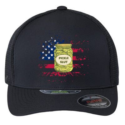 Vintage Pickle 4th Of July US Flag Independence Day Flexfit Unipanel Trucker Cap