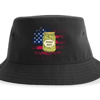 Vintage Pickle 4th Of July US Flag Independence Day Sustainable Bucket Hat