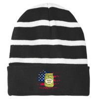 Vintage Pickle 4th Of July US Flag Independence Day Striped Beanie with Solid Band