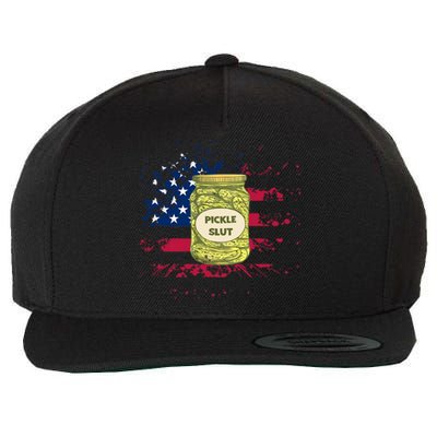 Vintage Pickle 4th Of July US Flag Independence Day Wool Snapback Cap