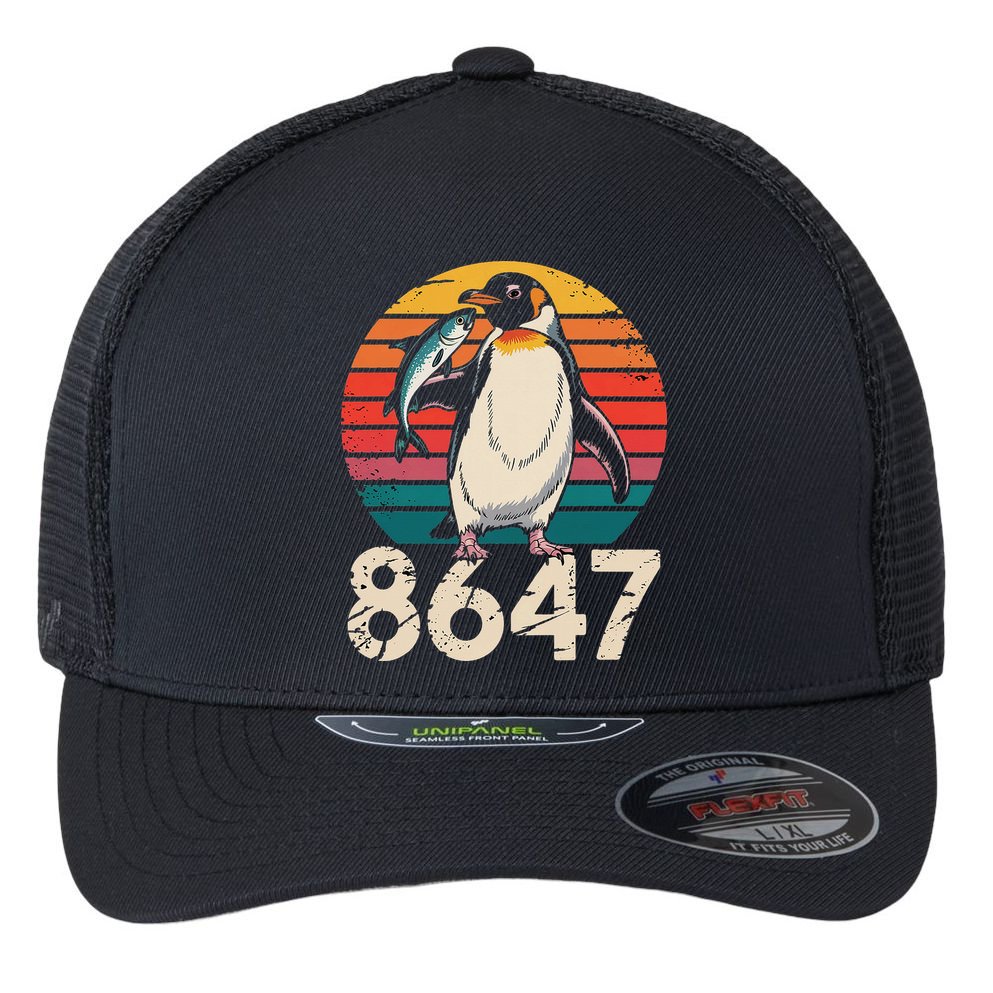 Vintage Penguin 86 47 Protest - 8647 Penguin Anti Trump Flexfit Unipanel Trucker Cap
