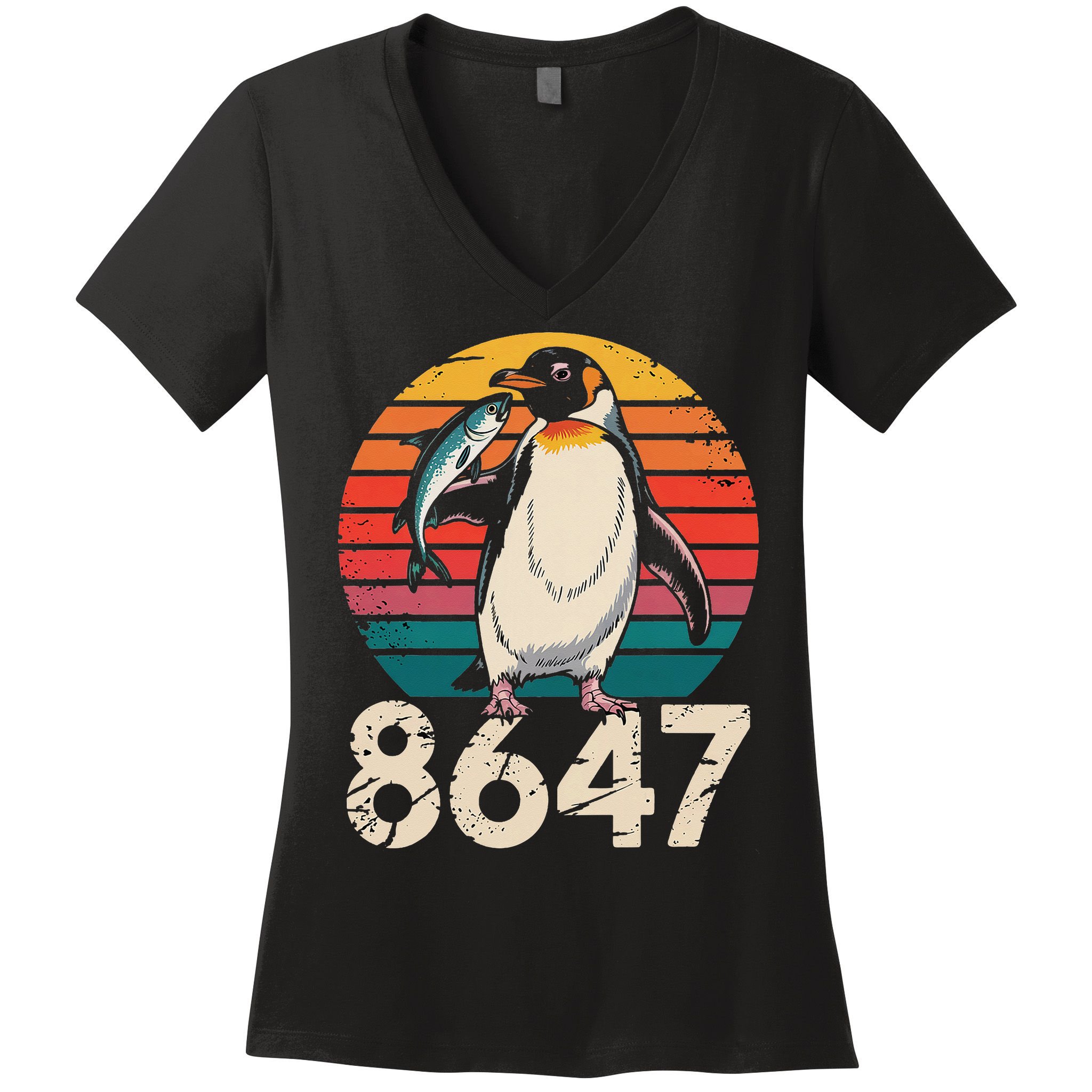 Vintage Penguin 86 47 Protest - 8647 Penguin Anti Trump Women's V-Neck T-Shirt