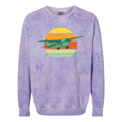 Vintage Pilot Aviation Airplane Light Retro Aircraft Colorblast Crewneck Sweatshirt