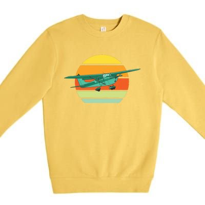 Vintage Pilot Aviation Airplane Light Retro Aircraft Premium Crewneck Sweatshirt