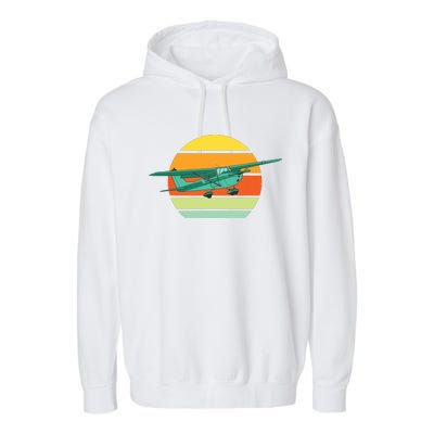 Vintage Pilot Aviation Airplane Light Retro Aircraft Garment-Dyed Fleece Hoodie