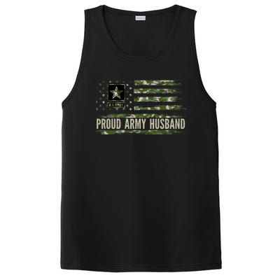 Vintage Proud Army Husband Camo American Flag Veteran Gift Funny Gift PosiCharge Competitor Tank