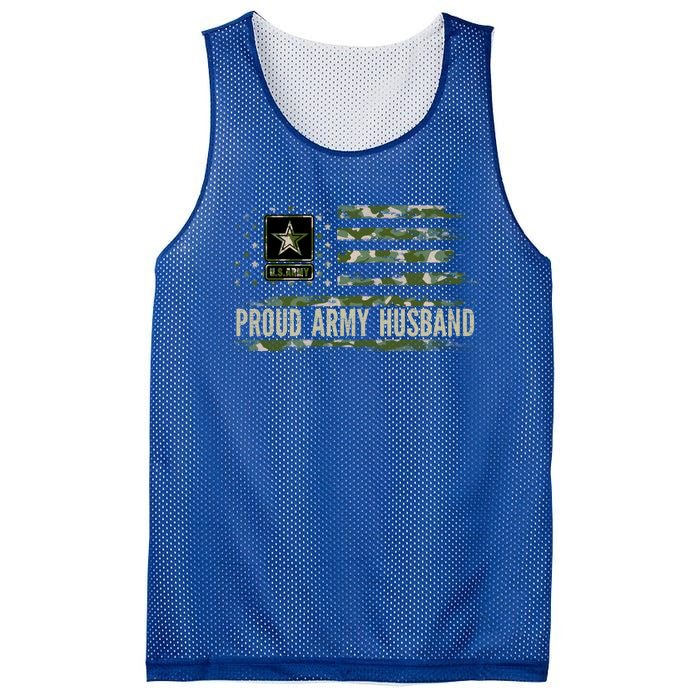 Vintage Proud Army Husband Camo American Flag Veteran Gift Funny Gift Mesh Reversible Basketball Jersey Tank