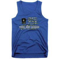 Vintage Proud Army Husband Camo American Flag Veteran Gift Funny Gift Tank Top