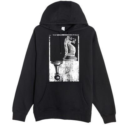 Vintage Pawn And Knight Shadow Chess Premium Pullover Hoodie
