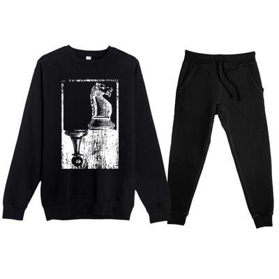 Vintage Pawn And Knight Shadow Chess Premium Crewneck Sweatsuit Set